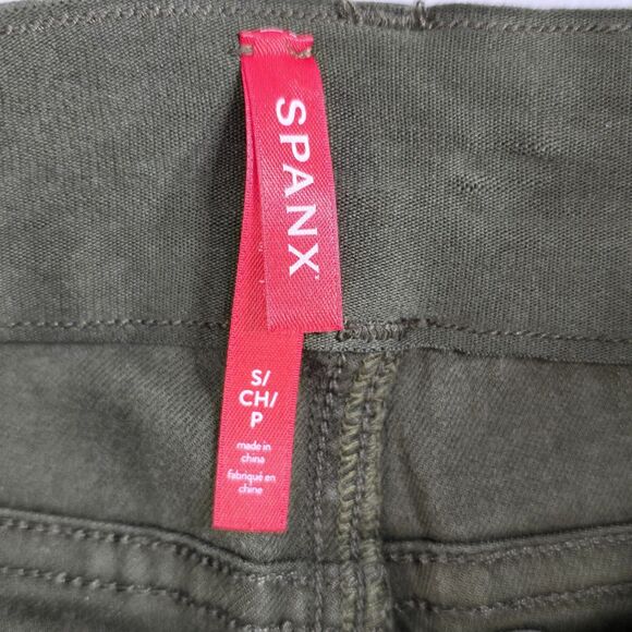 SPANX Stretch Twill Ankle Cargo Womens Pants Darkened Olive Small - Picture 14 of 16